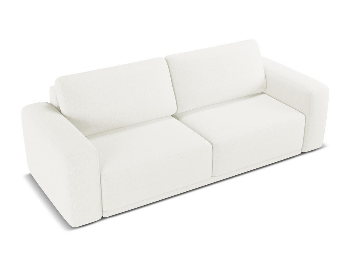 3-SITZER SOFA mit Schlaffunktion Chenille Stoff Weiß - Schwarz/Weiß, Kunststoff/Textil (242/91/100cm) - Makamii