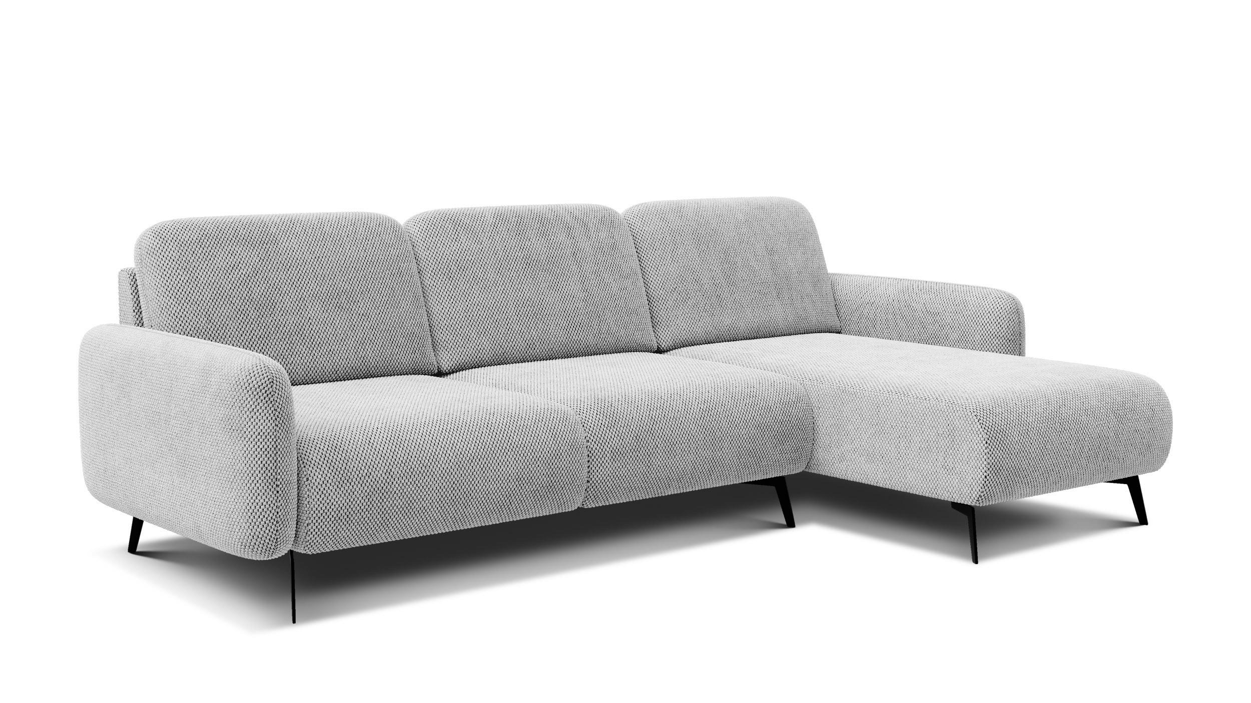 ECKSOFA FEBE 4-Sitzer rechts, hellgrau - Hellgrau/Schwarz, Holz/Textil (264/157cm) - Courtois Laville