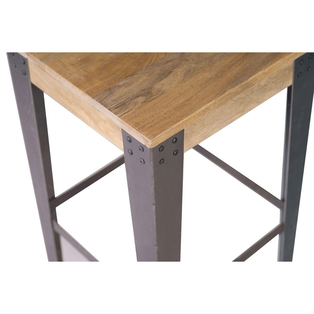 HOCKER Industrie Metall 65 cm MADISON - Braun, Holz (36/64.5/36cm) - Miliboo