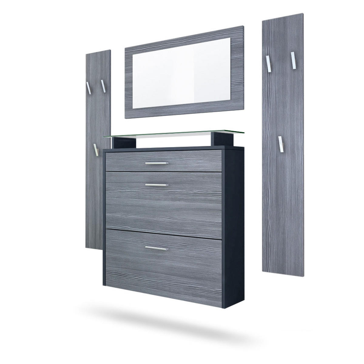GARDEROBE Malea Fronten in Avola-Anthrazit - Anthrazit, Holzwerkstoff (180/180/23cm) - Vladon