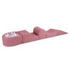 BÄLLEBAD klein mit Schaumstoff Bausteinen für Kinder, Boucle, Rosa - Transparent/Rosa, Textil (250/45/30cm) - MeowBaby