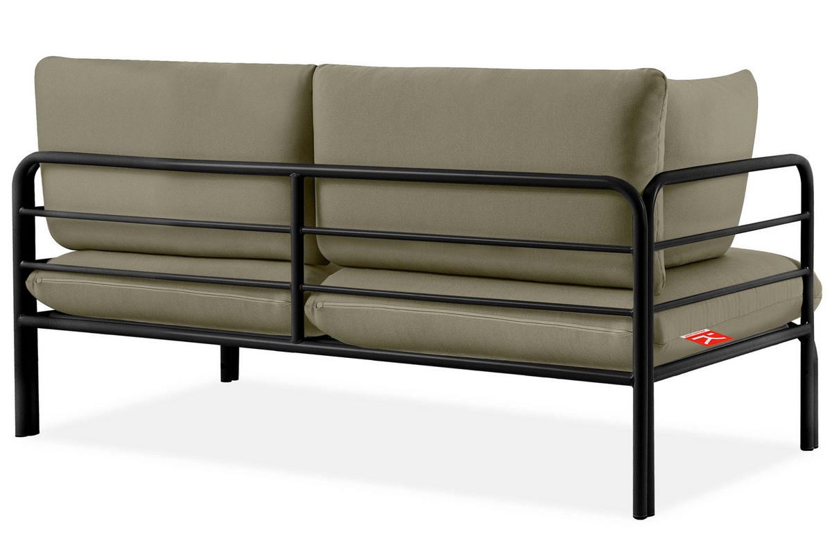 GARTENSOFA RAMBE 2-Personen mit Kissen, Anthrazit/Beige - Dunkelgrau/Beige, Textil/Metall (150/80/80cm) - KONSIMO®