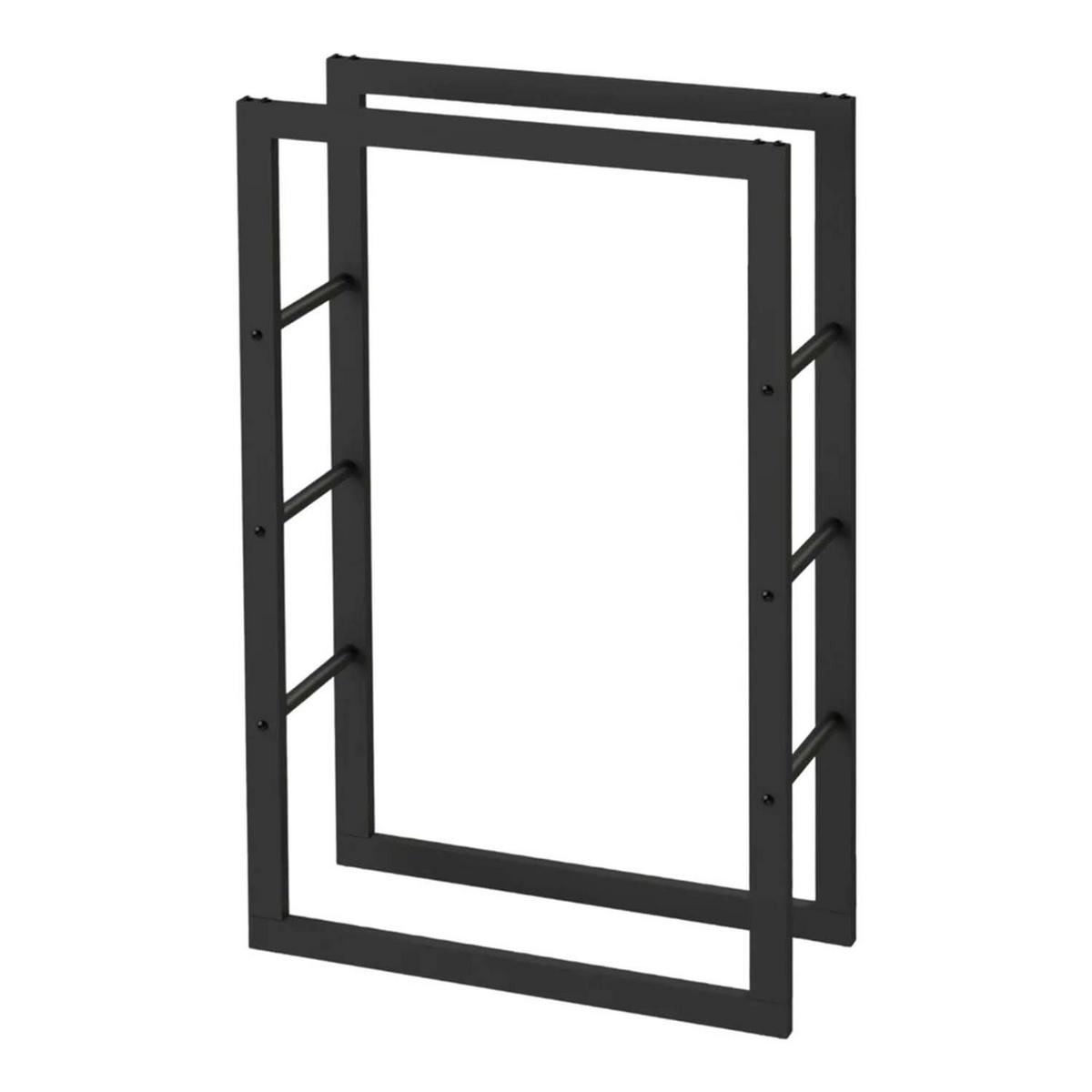 KAMINHOLZREGAL - Metall, Schwarz - BHT 60 x 100 x 25cm - Schwarz, Metall (60/100/25cm) - holz4home