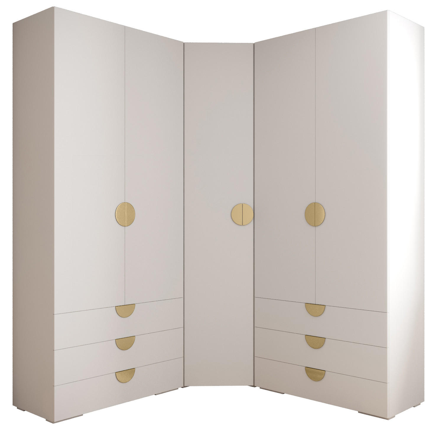 Abiks Möbel Garderoben-Set Weiß, Gold 181.7x236.7x47 cm