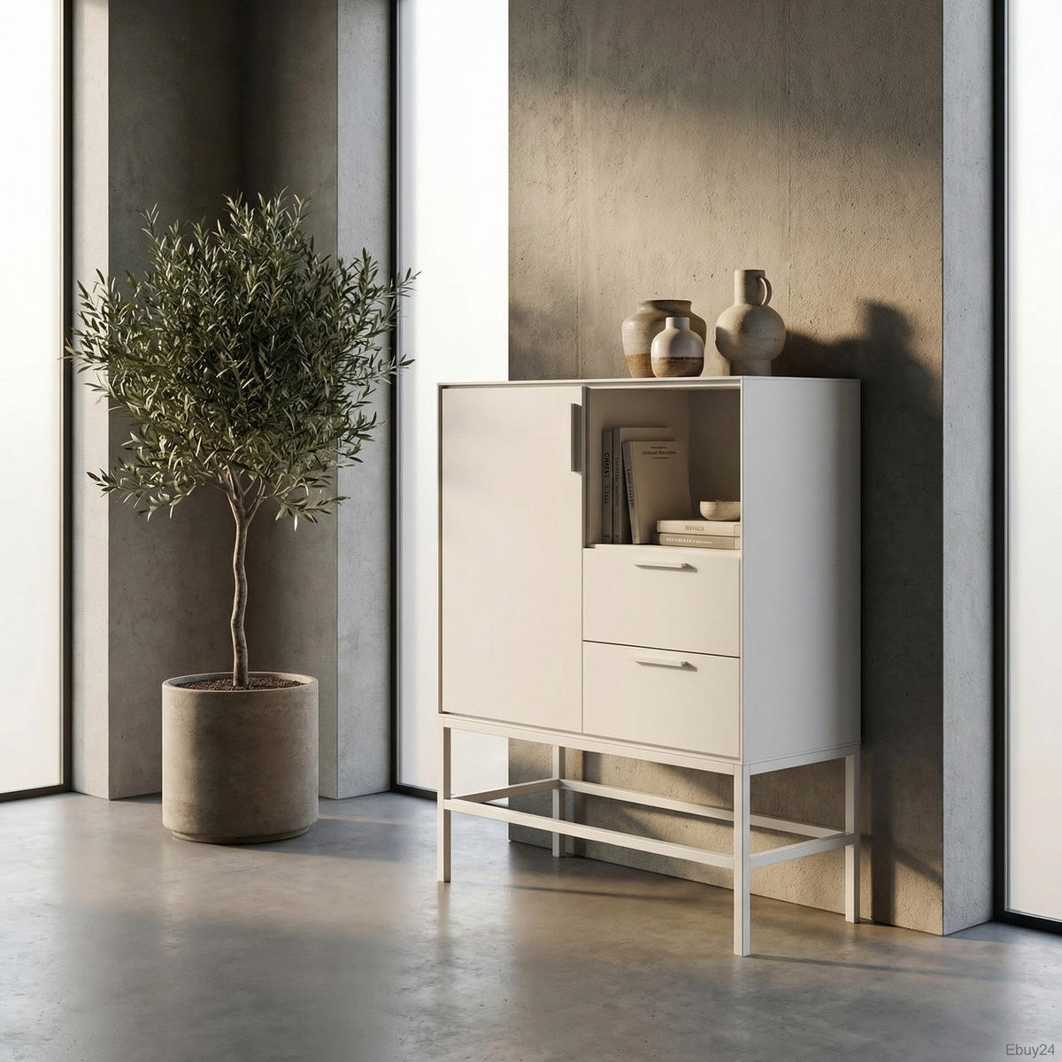 SIDEBOARD Ravn Weiß lackiert 80/42/111 cm - Weiß, Holzwerkstoff (80/111/42cm) - ebuy24
