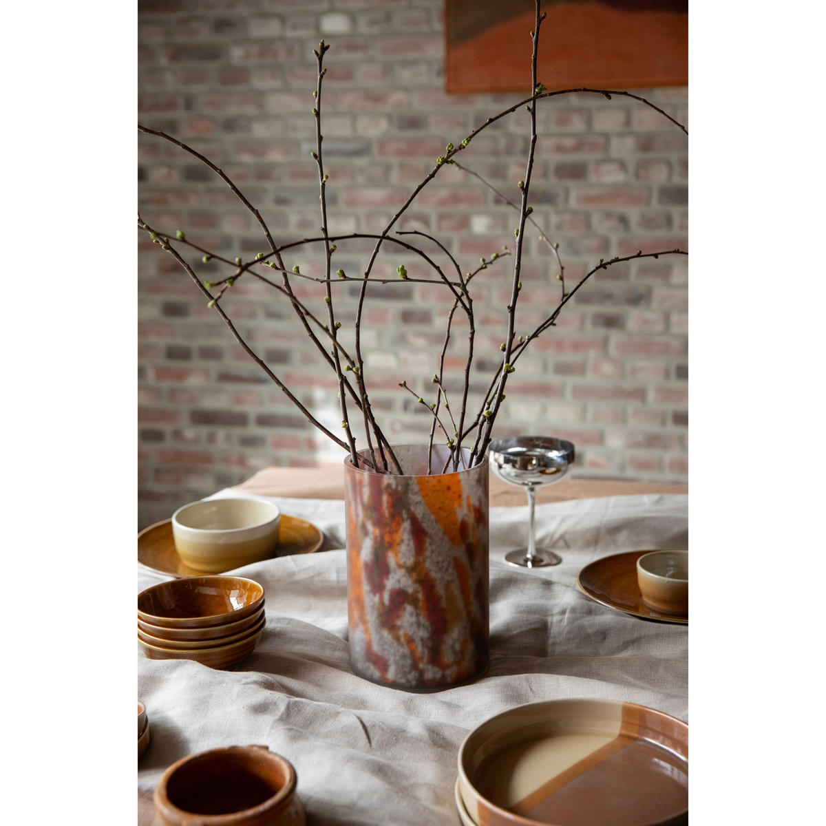 VASE Earl - Multicolor, Glas (23cm) - Dutchbone