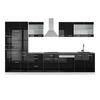 KÜCHENZEILE R-Line Schwarz Hochglanz/Weiß 350 cm mit Hochschrank AP Anthrazit - Schwarz Hochglanz/Weiß, Holzwerkstoff (350/81.6/60cm) - Vicco