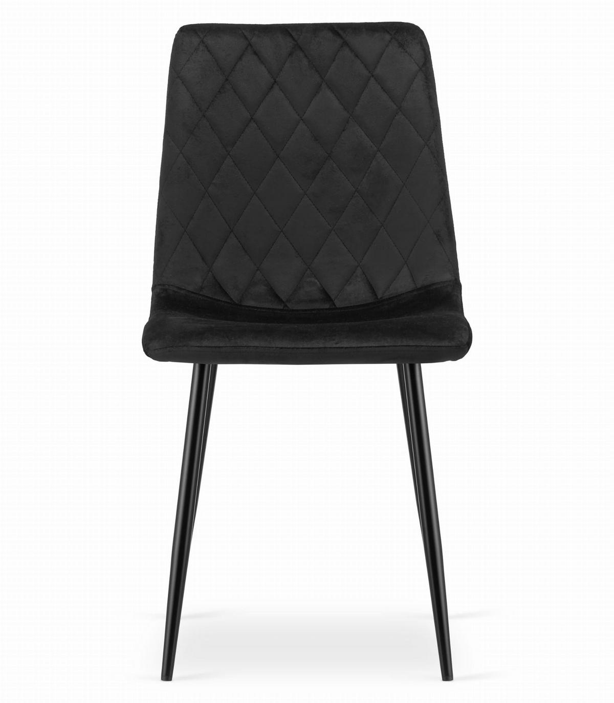 STUHL SCANNO 6-er Set, Schwarz, mit Samtstoff gepolstert - Schwarz, Textil/Metall (45/89/53cm) - Komodee