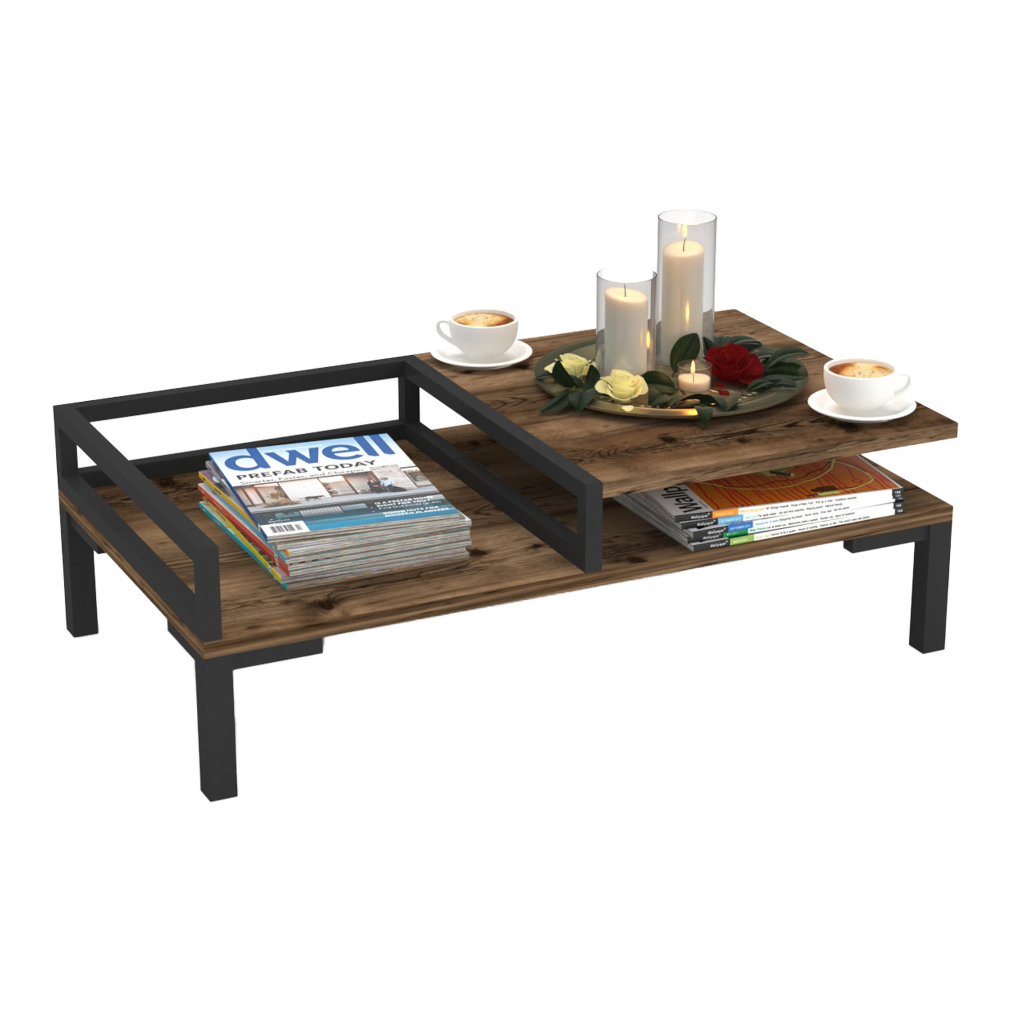 COUCHTISCH Ibestad 90/50/28 - Wildeiche, Holzwerkstoff/Metall (90/50/28cm)