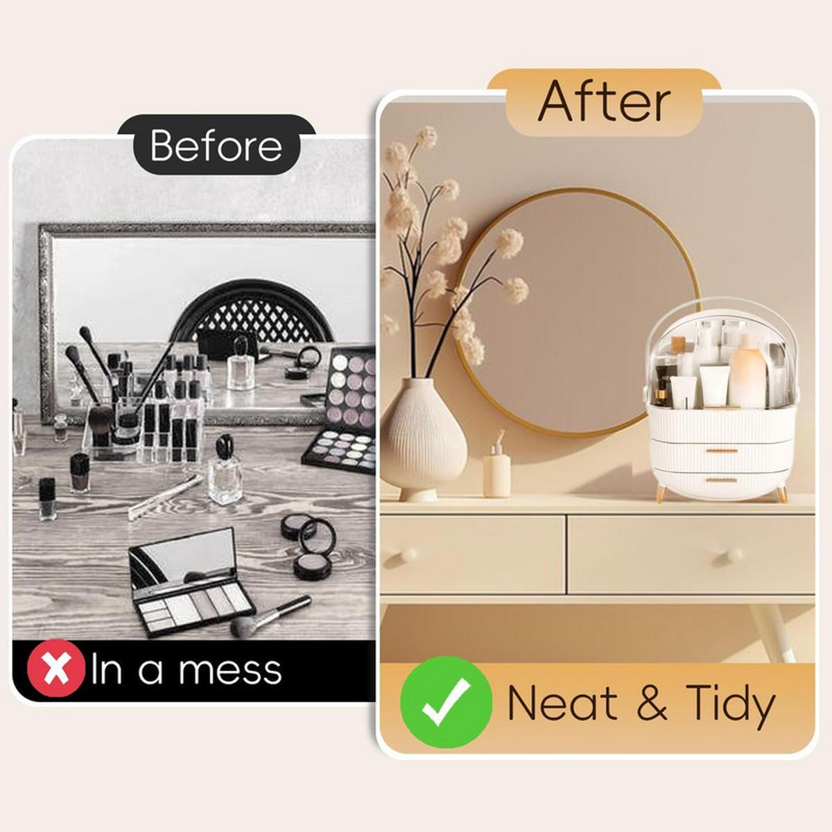 KOSMETIKORGANIZER Carina Ⅲ 26/16/38 cm - Weiß, Kunststoff (16/38/26cm) - Nettlife