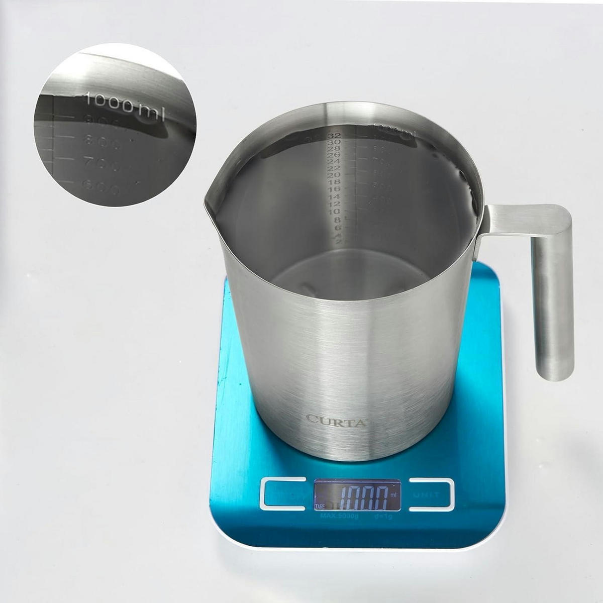 MESSBECHER Edelstahl 1000 ml - Silberfarben, Metall (1L)