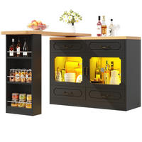 BARTISCH Ausziehbarer aus MDF mit 360° Drehplatte & LED, 135-203/39/92,8 cm, Schwarz - Schwarz, Holzwerkstoff (39/92.8/135cm) - Redom