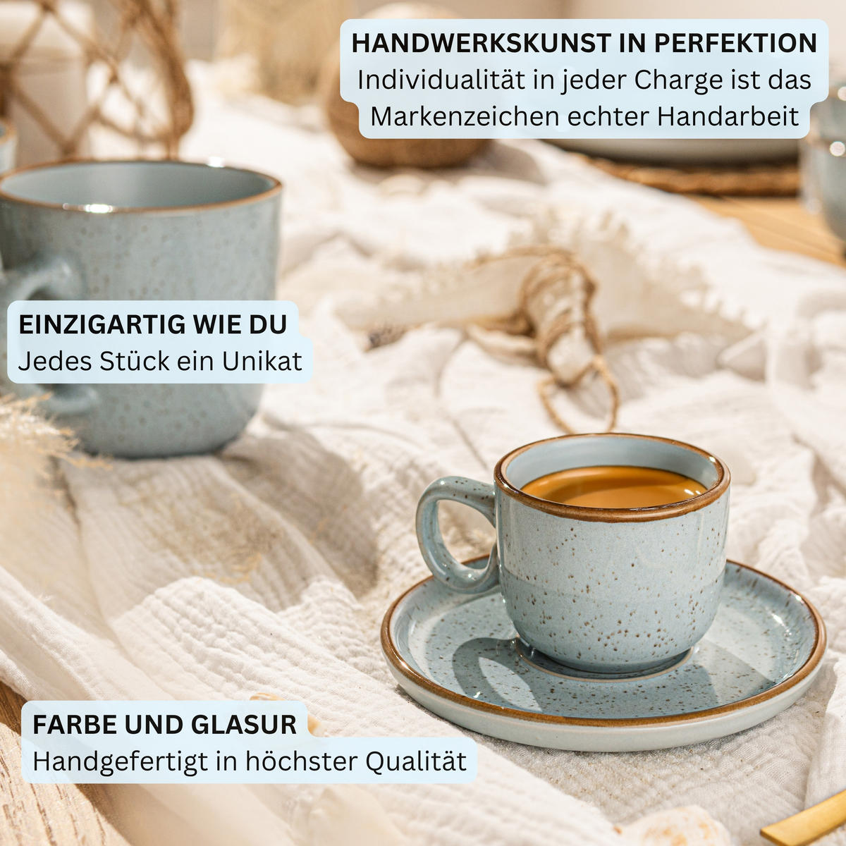 ESPRESSOTASSEN SET RIO LAGUNE - 12 teilig aus Steingut - Blau, Keramik (0.08L) - Sänger