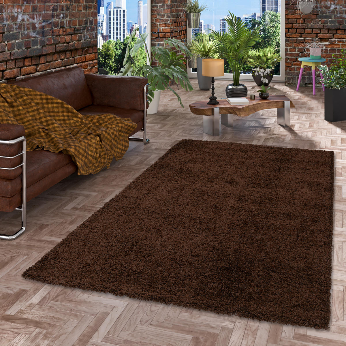 HOCHFLOR LANGFLOR SHAGGY TEPPICH FLUFFY - Dunkelbraun, Textil (200/290cm) - Pergamon