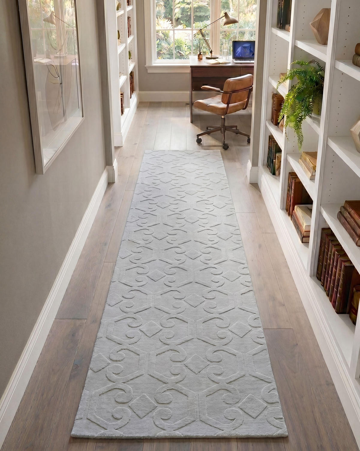 TEPPICH Hellgrau 80/300 cm Gannett - Hellgrau/Grau, Textil (80/300cm) - Beliani