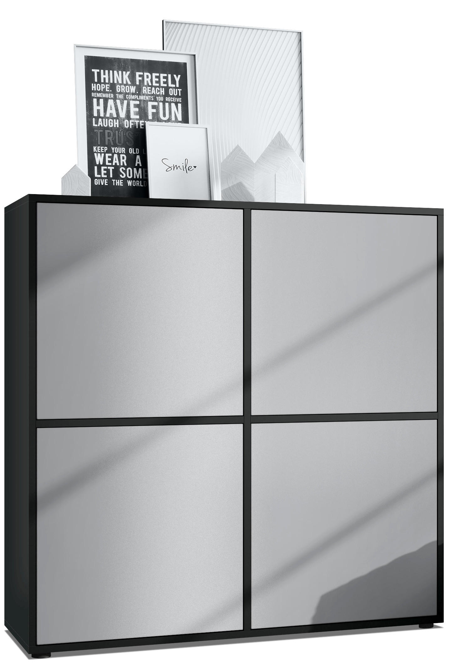 HIGHBOARD Cuba Türen in Hellgrau seidenmatt - Greige, Holzwerkstoff (104/105.5/35.5cm) - Vladon