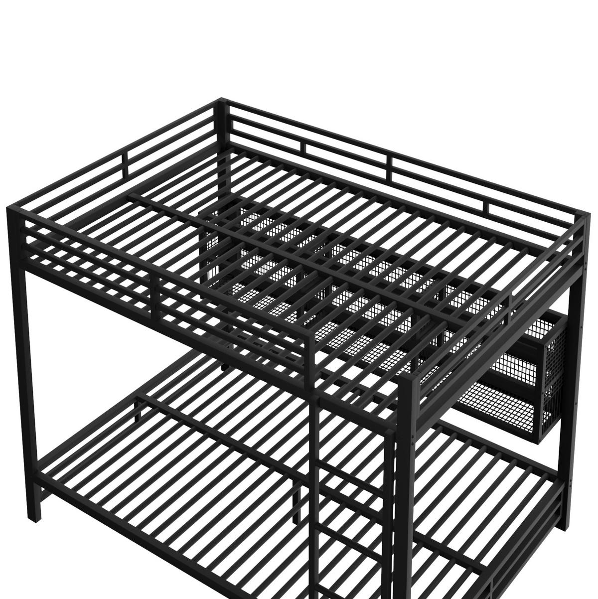 ETAGENBETT mit 6 Stauraumschränken und LED 140x200 cm Metall Schwarz - Schwarz, Metall (140/200cm) - Beauniv