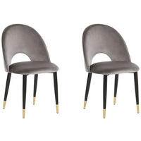ESSZIMMERSTUHL 2er-Set Samtstoff Grau Magalia - Grau, Textil/Metall (47/84/45cm) - Beliani