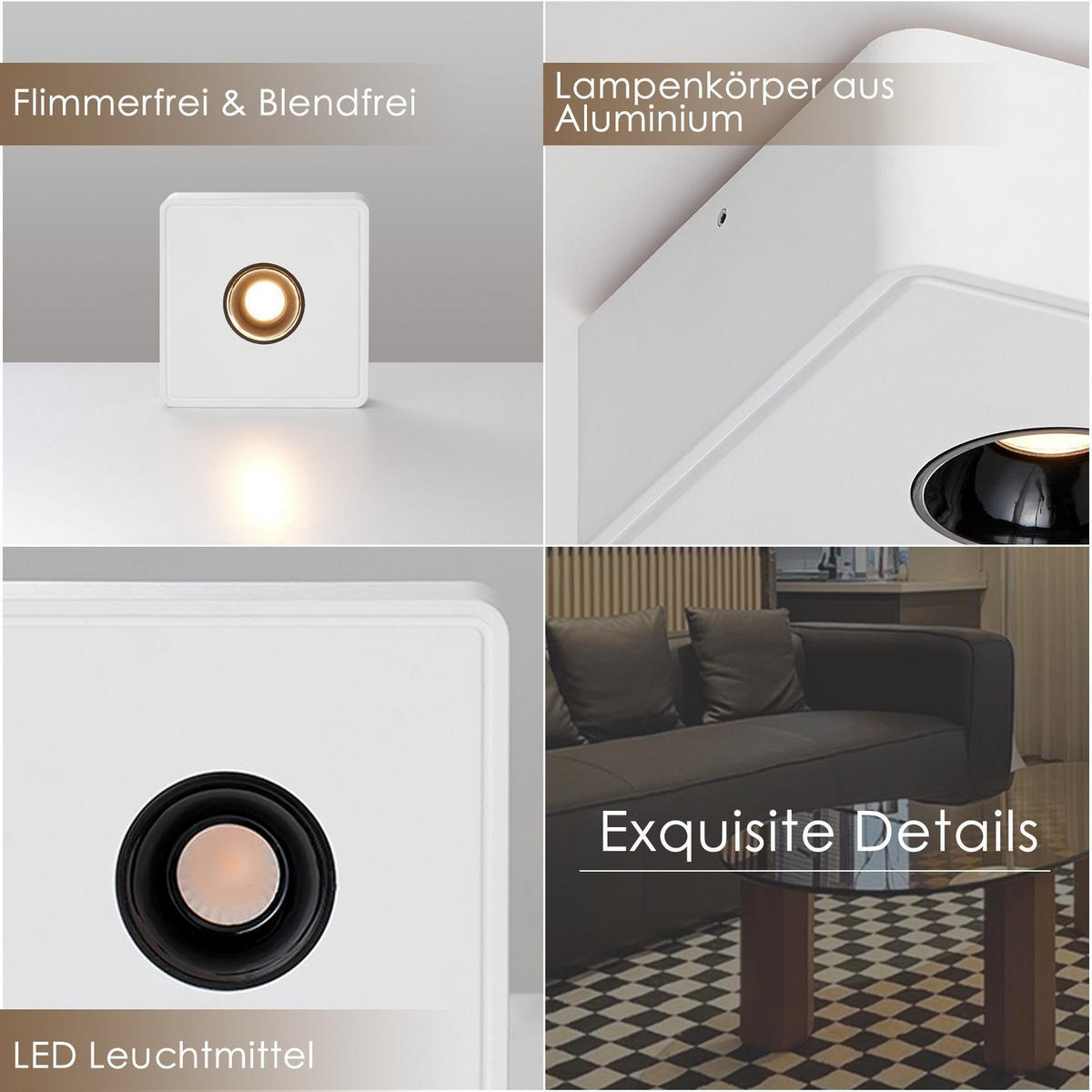 LED-DECKENSTRAHLER Estes 1-flammig 132/132/55cm - Weiß, Metall (132/132/55cm) - Nettlife