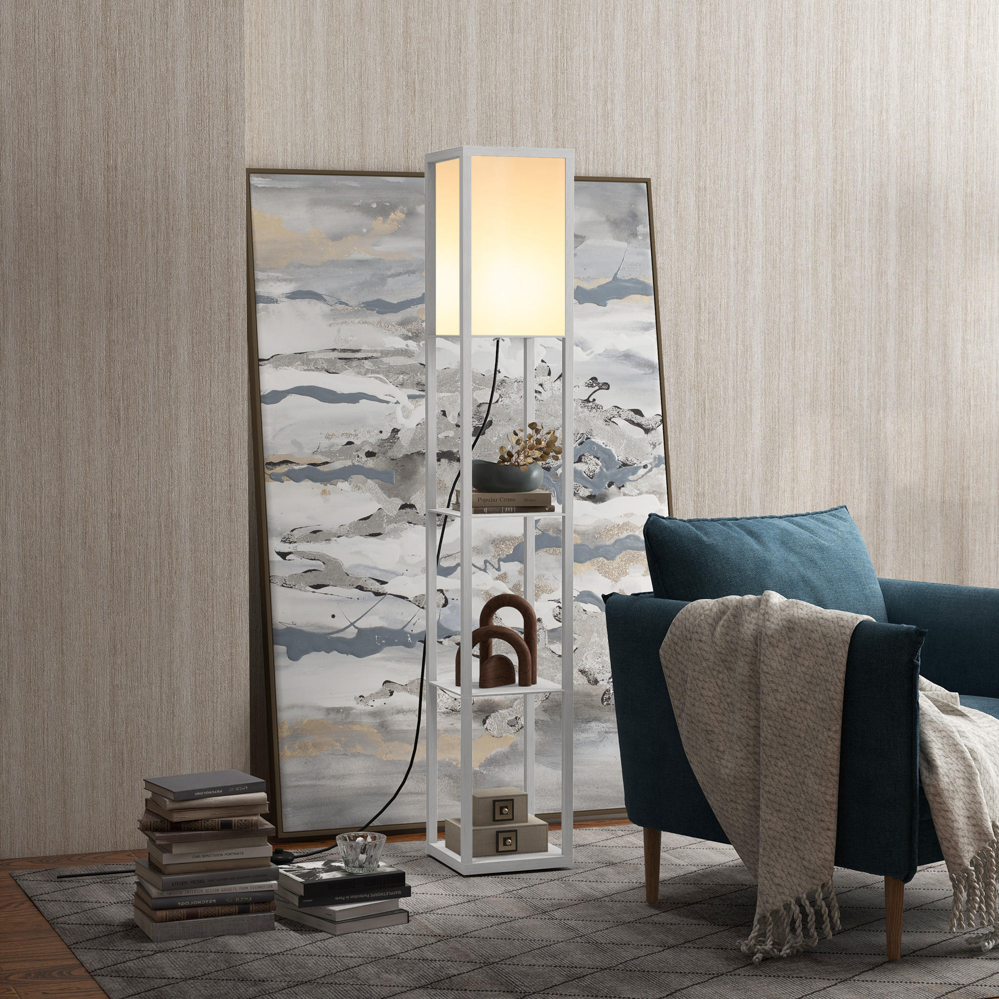 STEHLEUCHTE, Stehlampe, Acryl, Weiß - Weiß, Glas (26/26/160cm) - HOMCOM