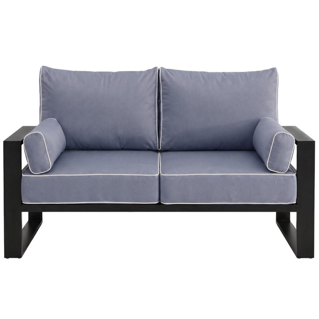 Beautysofa RELAXAČNÍ pohovka Verdino 2místná s kovovým rámem 150 cm, modrošedý