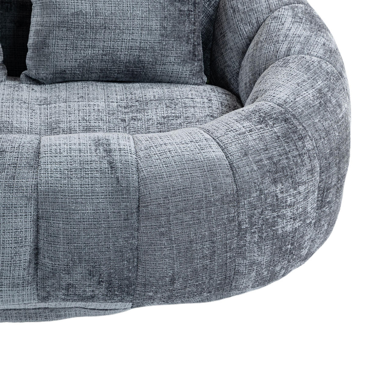 SITZSACK Chenille, Sofa mit 3 extra Kopfkissen,Grau - Grau, Textil (145/63/95cm) - LVHOM