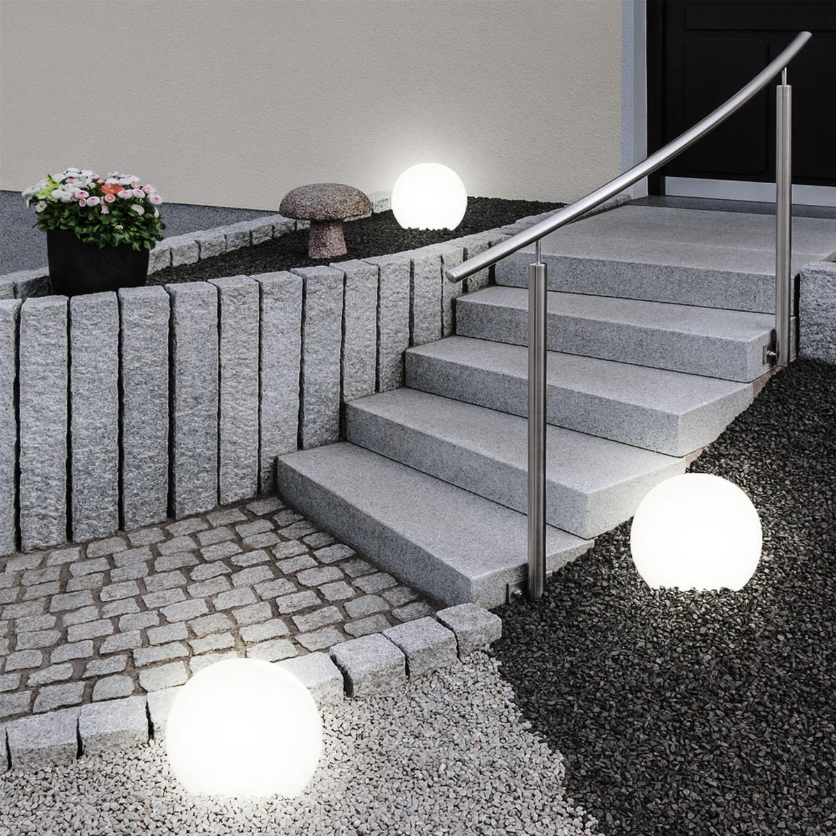 LED AUSSENLEUCHTE Solarkugel Weiß - Weiß, Kunststoff (10/10/38cm)