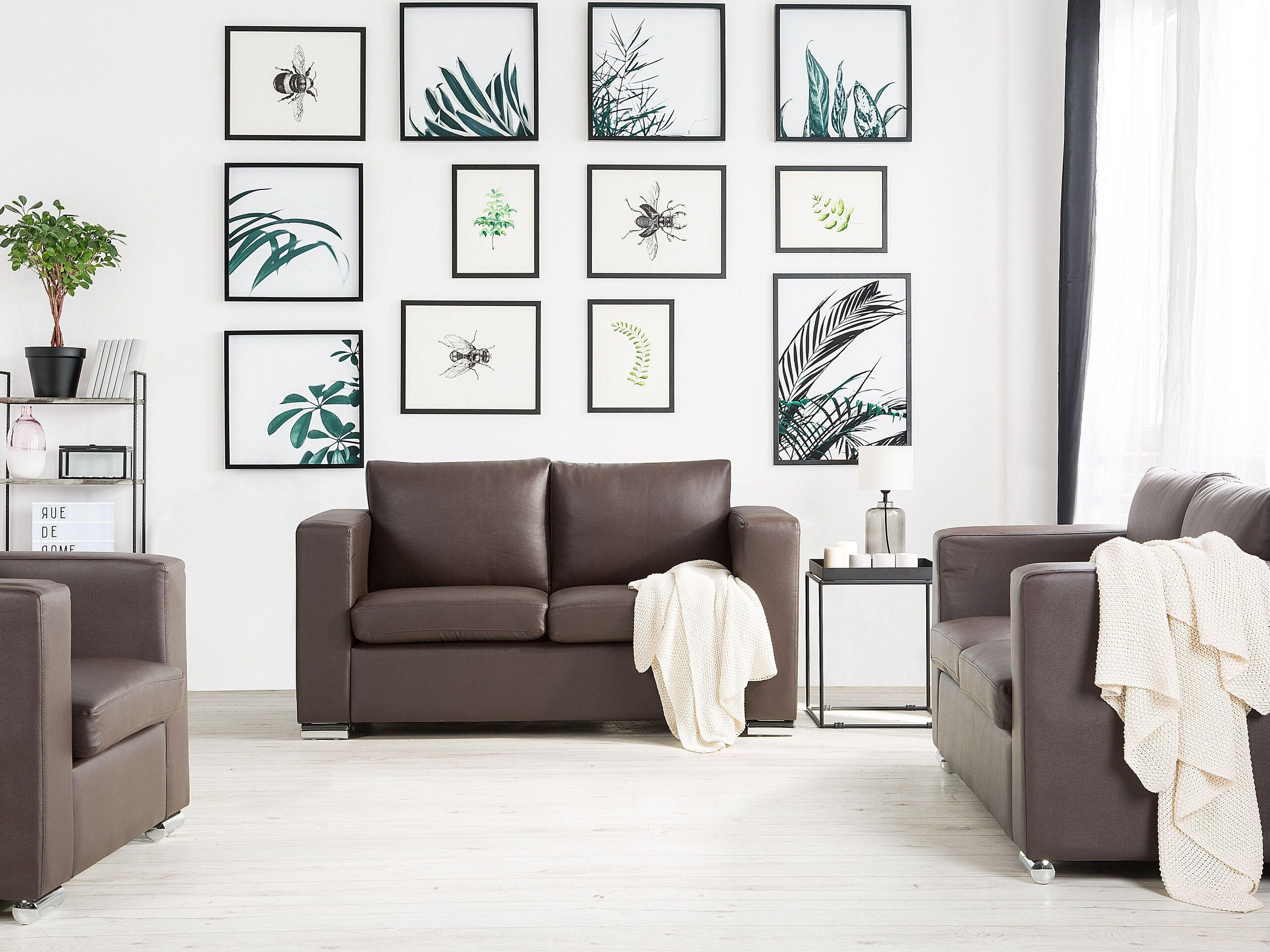 2-SITZER-SOFA Echtleder Braun Helsinki - Dunkelbraun, Leder (152/72/76cm) - Beliani