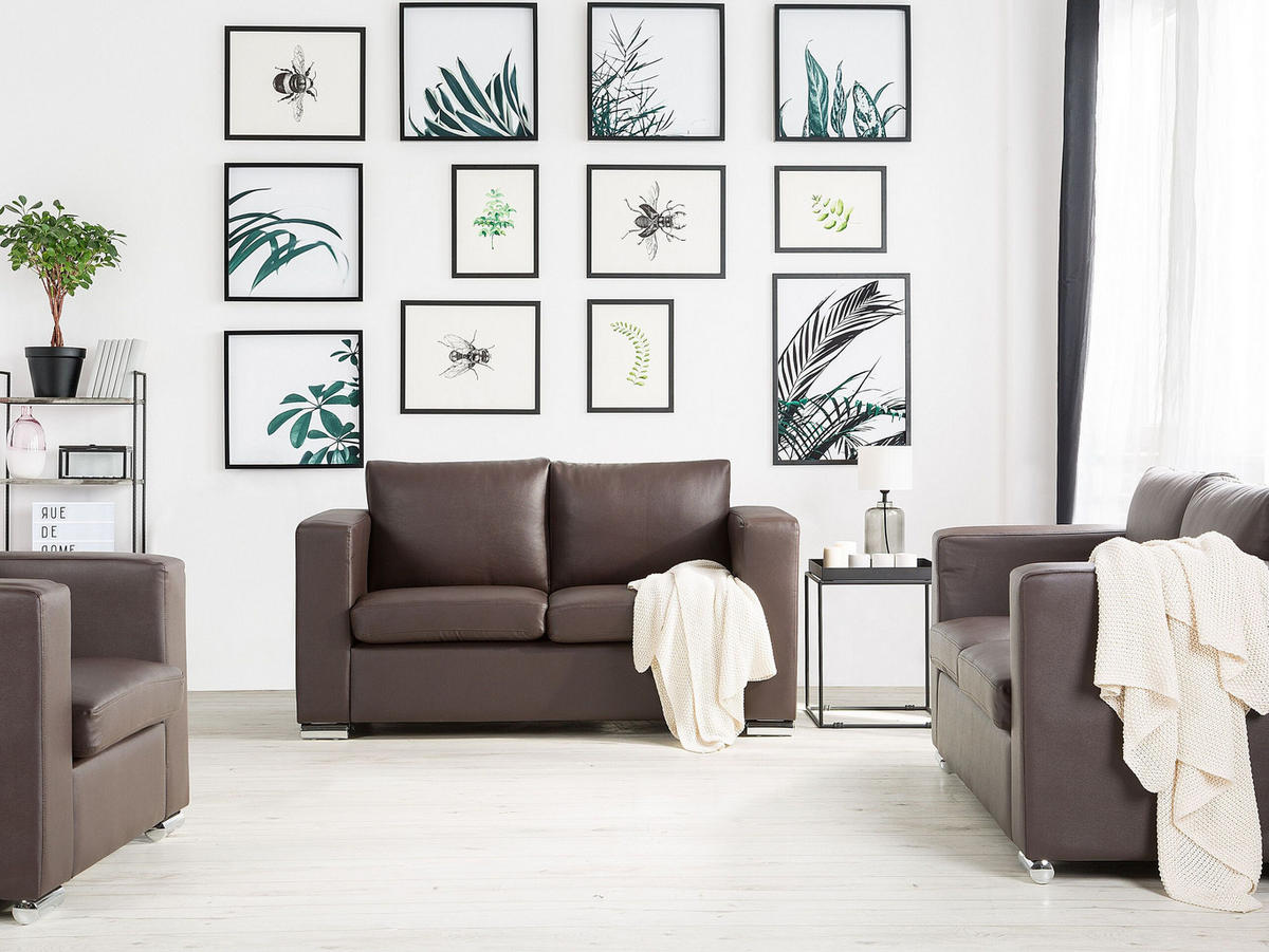 2-SITZER-SOFA Echtleder Braun Helsinki - Dunkelbraun, Leder (152/72/76cm) - Beliani