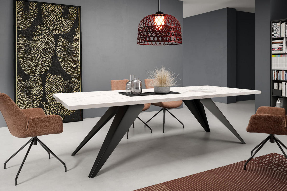 ESSTISCHE SENTO - Schwarz/Weiß, Holzwerkstoff (90/160/76cm) - Meblini