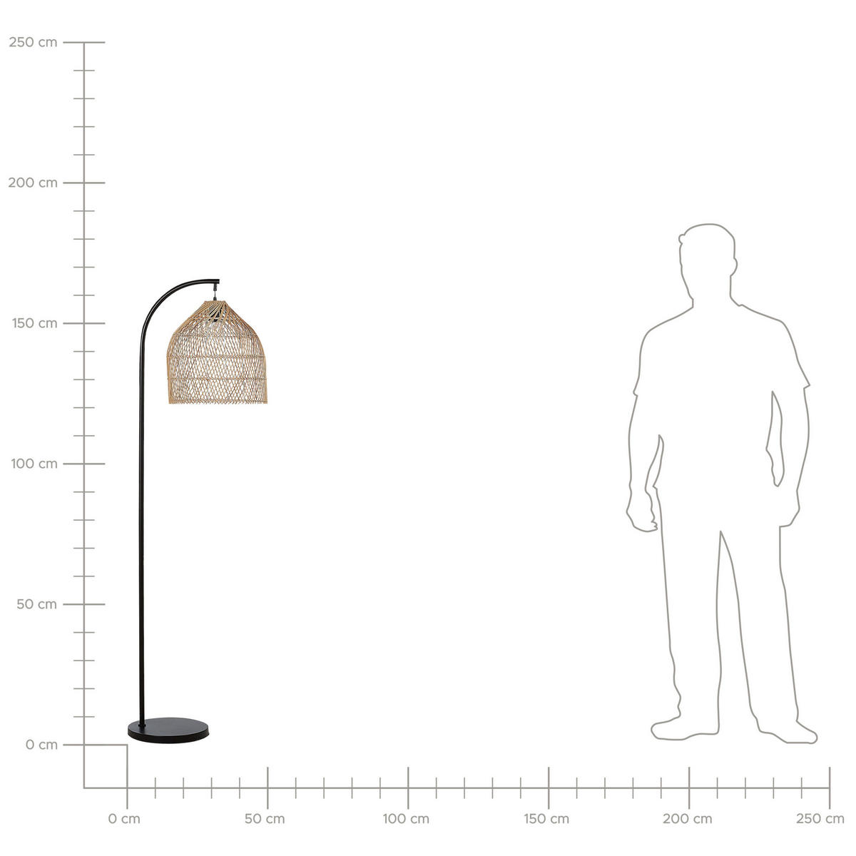 STEHLAMPE Bernica 36/36/165 cm - Naturfarben, Naturmaterialien (36/36/165cm) - Beliani