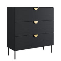 SIDEBOARD Brunelli 3S Schwarz 100/100,7/40 cm – mit geräumigen Schubladen - Schwarz, Holzwerkstoff/Metall (100/100.7/40cm) - AX Living