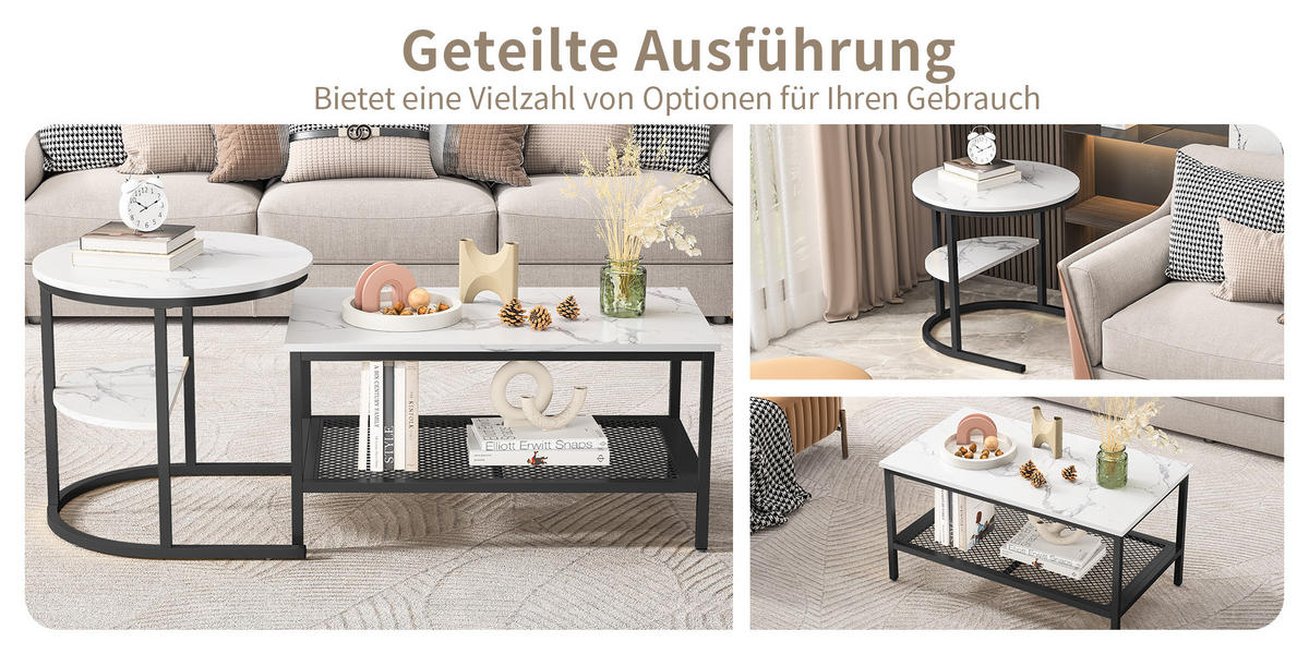 COUCHTISCH Schwarz Halbmond Set - Schwarz, Metall (80/41/51cm) - SHOPENTRA