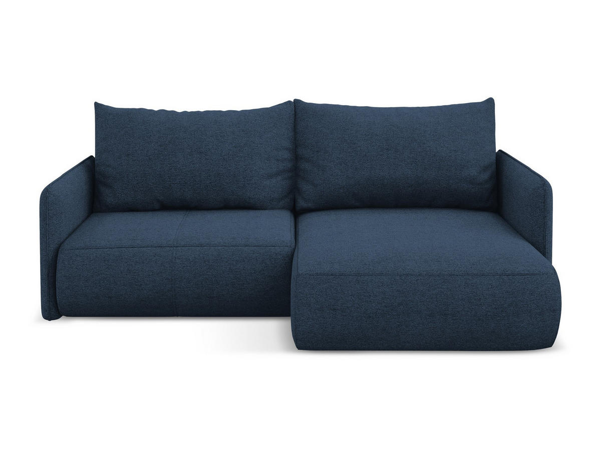 ECKSOFA mit Schlaffunktion Chenille Stoff Blau - Blau/Schwarz, Kunststoff/Textil (207/148cm) - Makamii