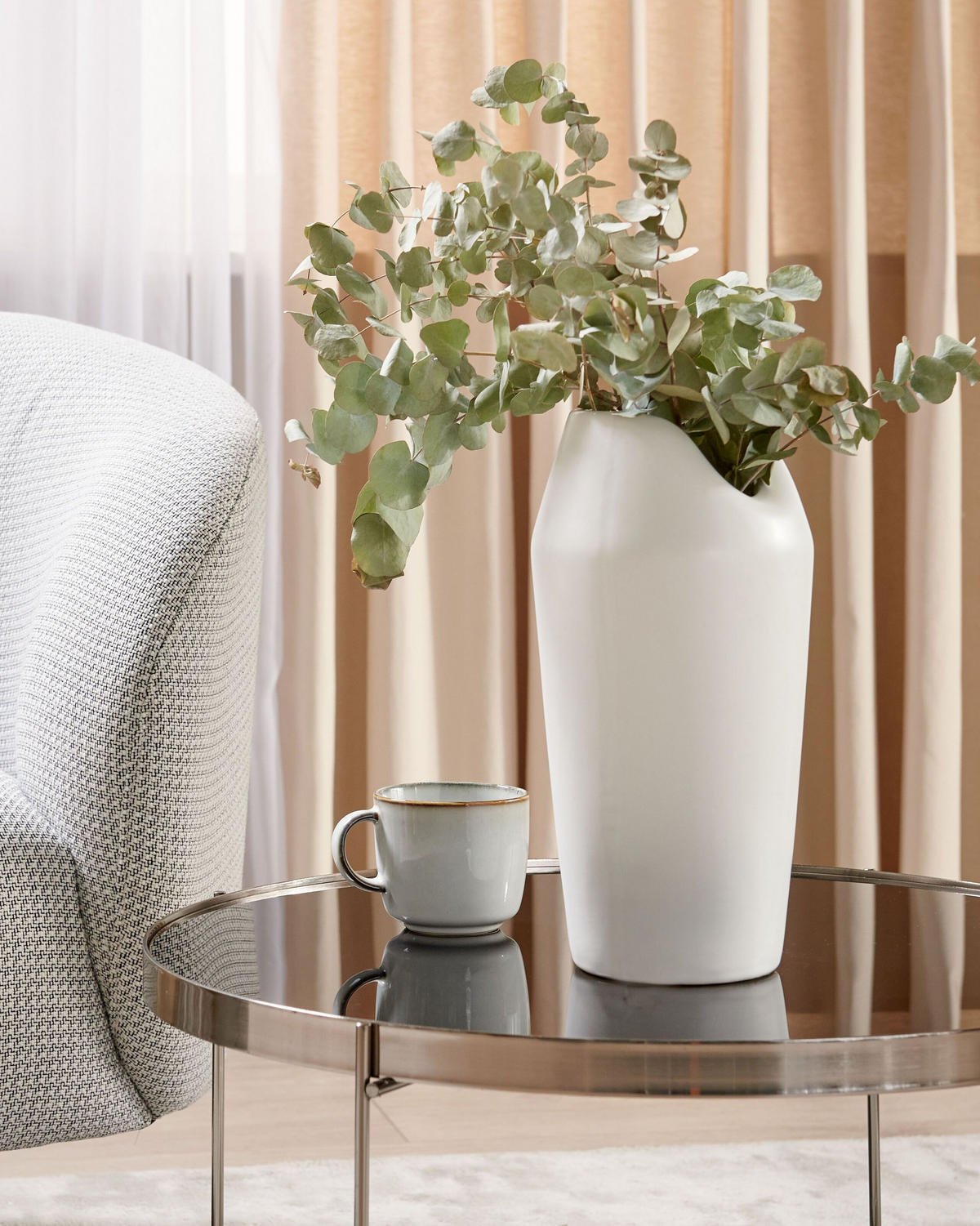 DEKOVASE Steinzeug weiß Apamea - Weiß, Stein (33cm) - Beliani