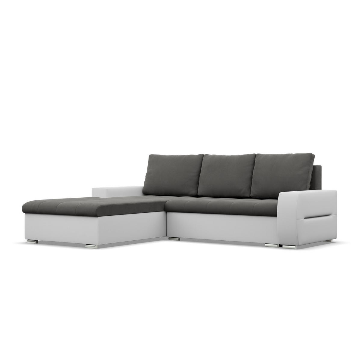 ECKSOFA MIT SCHLAFFUNKTION AURORA LINKS, Dunkelgrau + Grau - Dunkelgrau/Hellgrau, Textil (243/200cm)