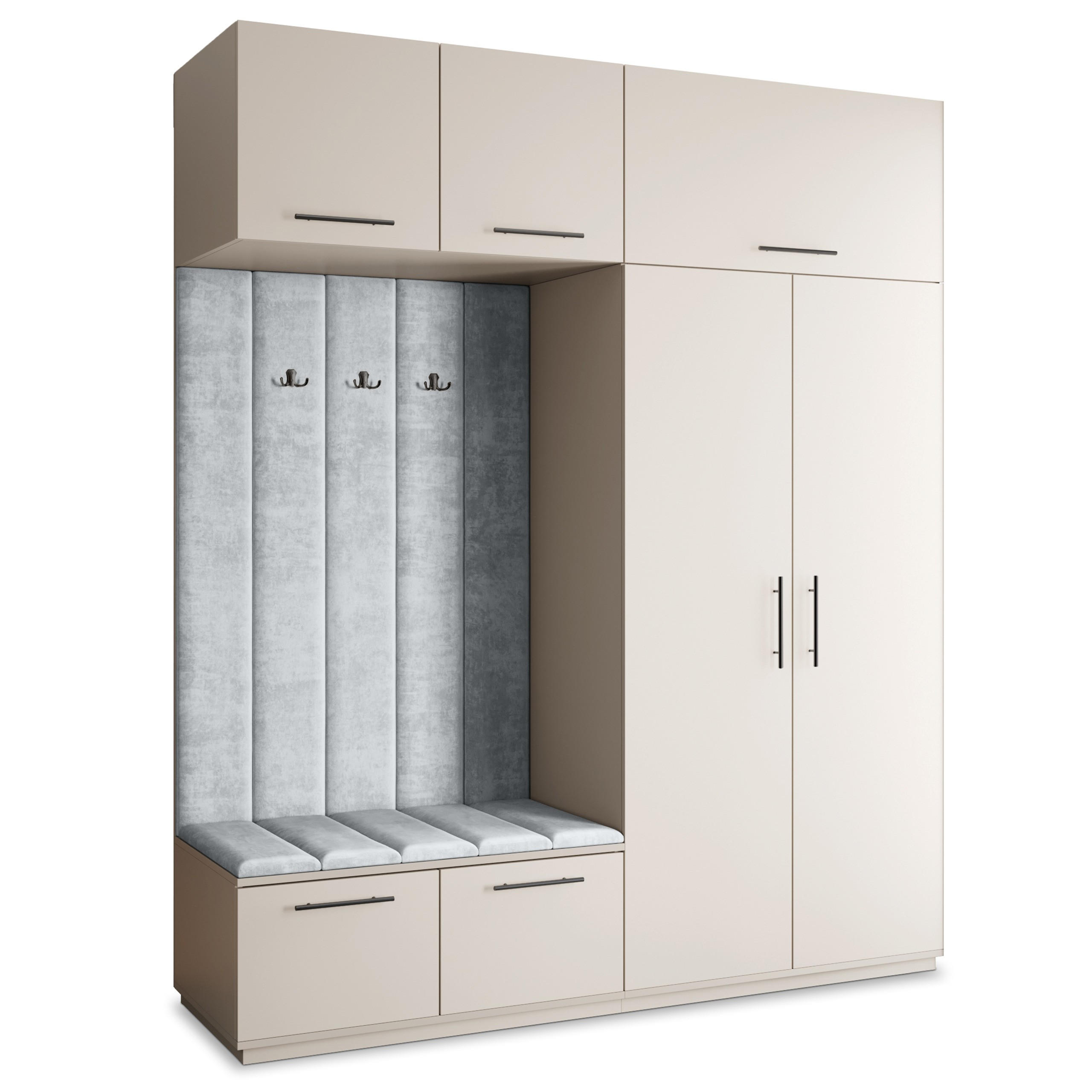 Masseno Garderobenschrank Kaschmir, Hellgrau 200x240x60 cm