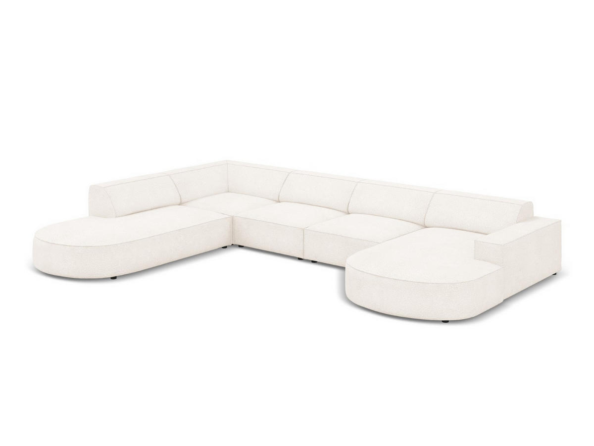 PANORAMASOFA links Jodie aus Boucle beige 7 Sitzplätze - Beige, Textil (262/70/364cm) - Micadoni