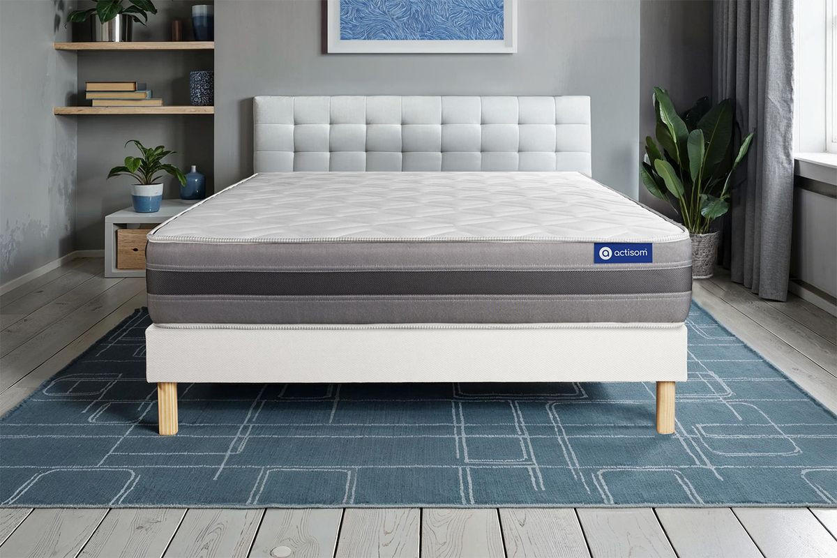 BETT Actimemo relax Memory-Schaum 180 x 220 cm h2 - Kit Bettgestell Weiß - Beige/Weiß, Karton/Holz (180/220cm) - ACTISOM