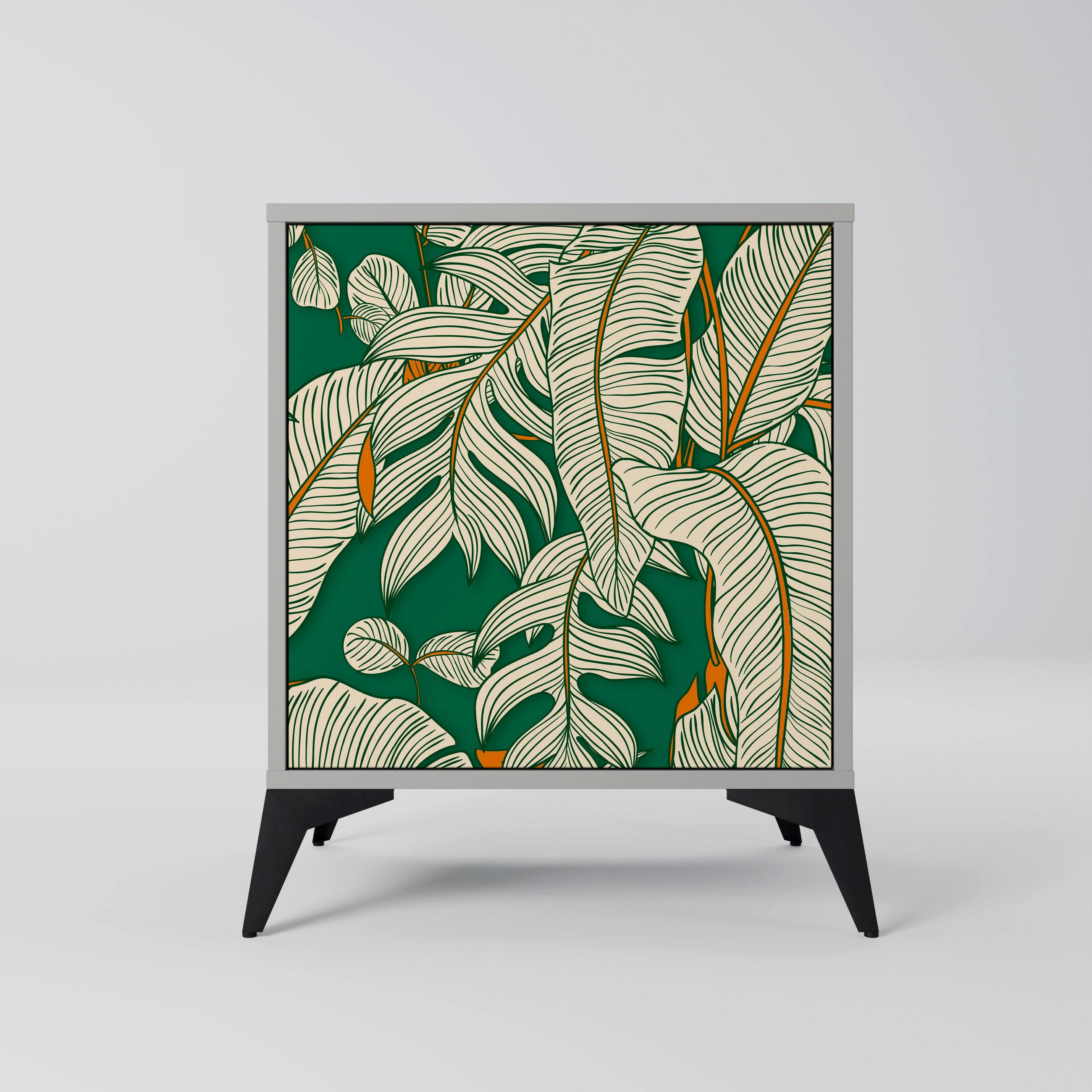 SIDEBOARD VERDANT PLEASURES, Grau, 57,5x42x70,5 cm, Schwarze Metall-Sternfüße - Multicolor/Schwarz, Holzwerkstoff/Metall (57.5/70.5/42cm) - SpaceRebels