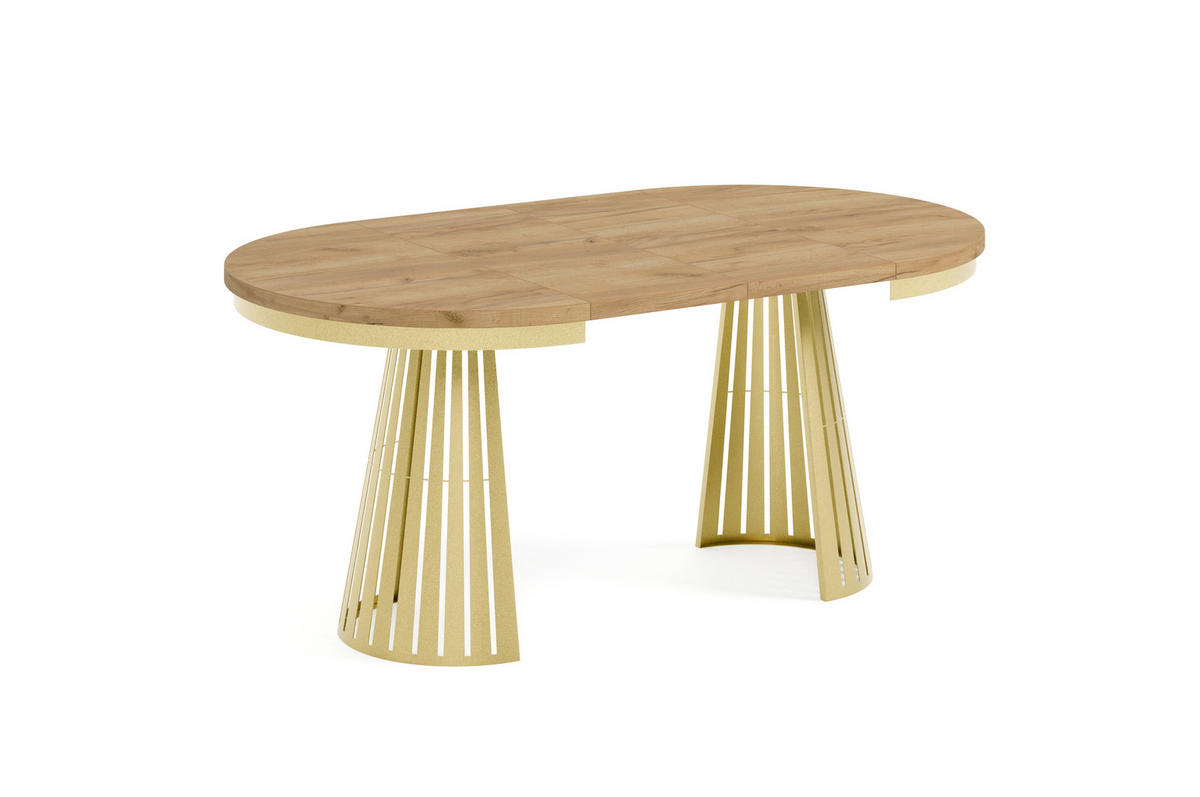 ESSTISCH Cone Bis - Honigeiche/Goldfarben, Holzwerkstoff/Metall (100/100/76cm) - Meblini