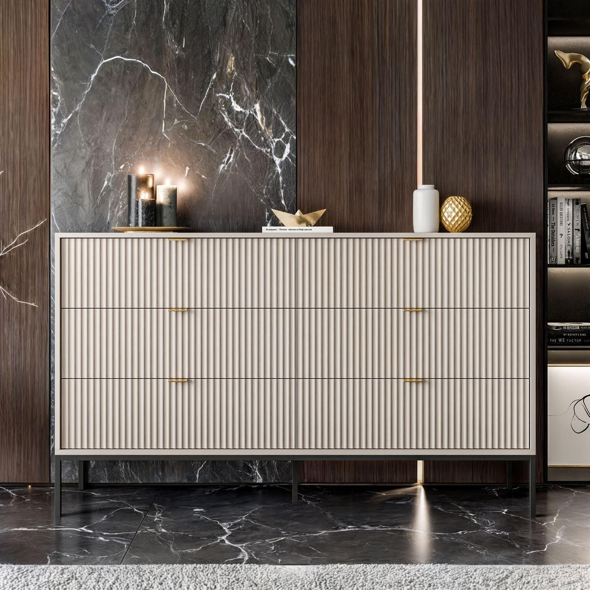 KOMMODE CORTADO KS154 MIT SCHUBLADEN KASCHMIR - Beige, Holzwerkstoff (154/91/39cm) - Lookway