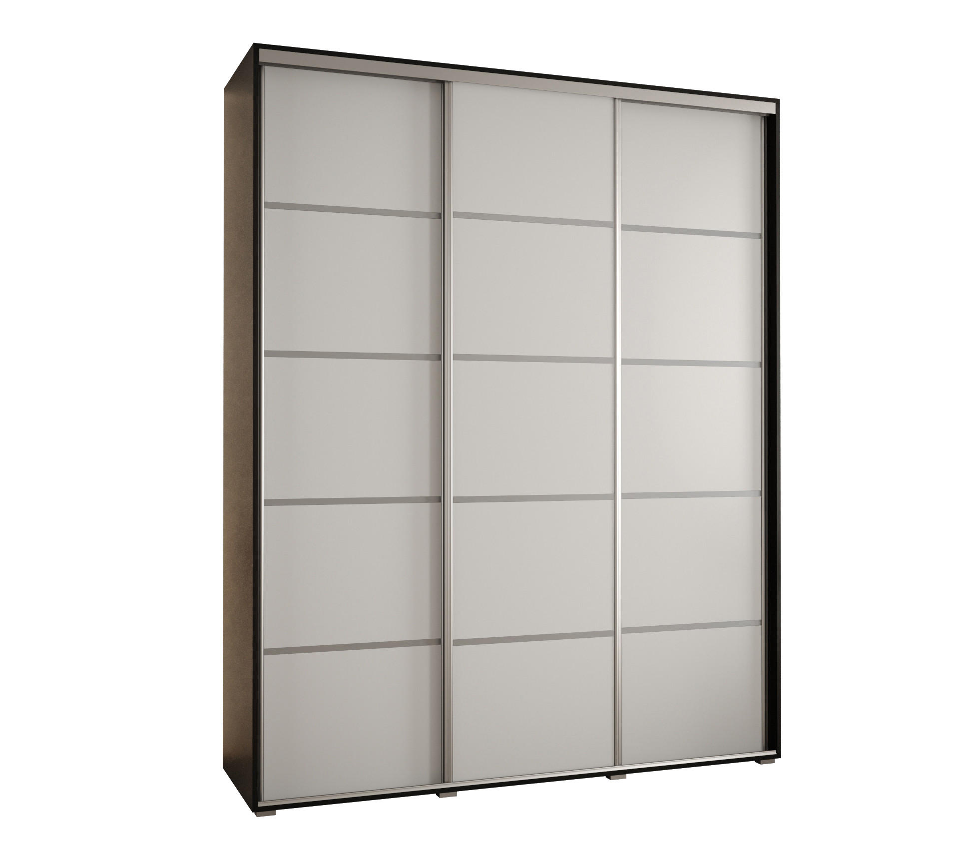 Abiks Möbel Schwebetürenschrank Schwarz, Weiß, Silber 190x235x45 cm