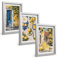 BILDER SET 3er Set - 20x30 cm Silberner Rahmen - Zitronengarten mit Getränken - Silberfarben, Kunststoff (20/30cm) - TULUP