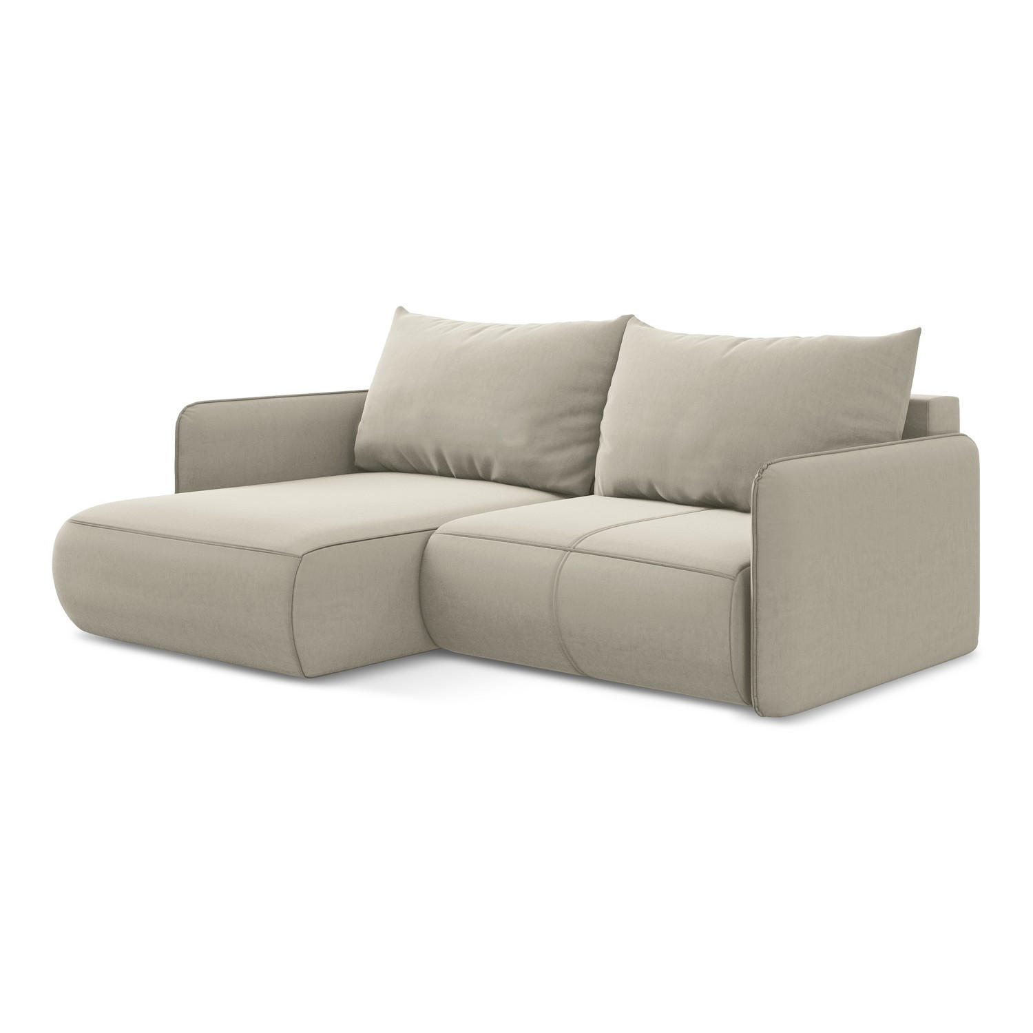 ECKSOFA mit Schlaffunktion Samt Stoff Creme - Perlmutt/Creme, Kunststoff/Textil (148/207cm) - LaMiaSofa