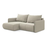 ECKSOFA mit Schlaffunktion Samt Stoff Creme - Perlmutt/Creme, Kunststoff/Textil (148/207cm) - LaMiaSofa