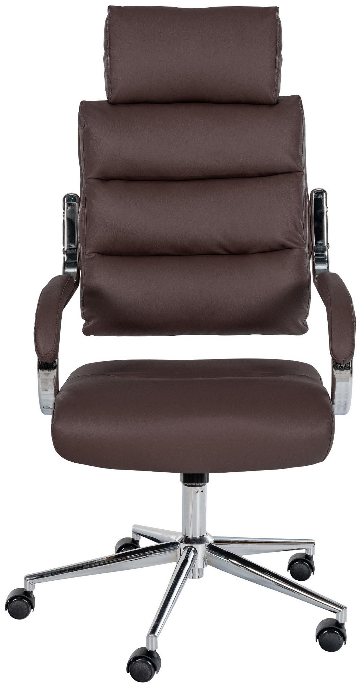 DREHSTUHL Lederlook Braun - Chromfarben/Braun, Textil/Metall (61/119/78cm) - CLP