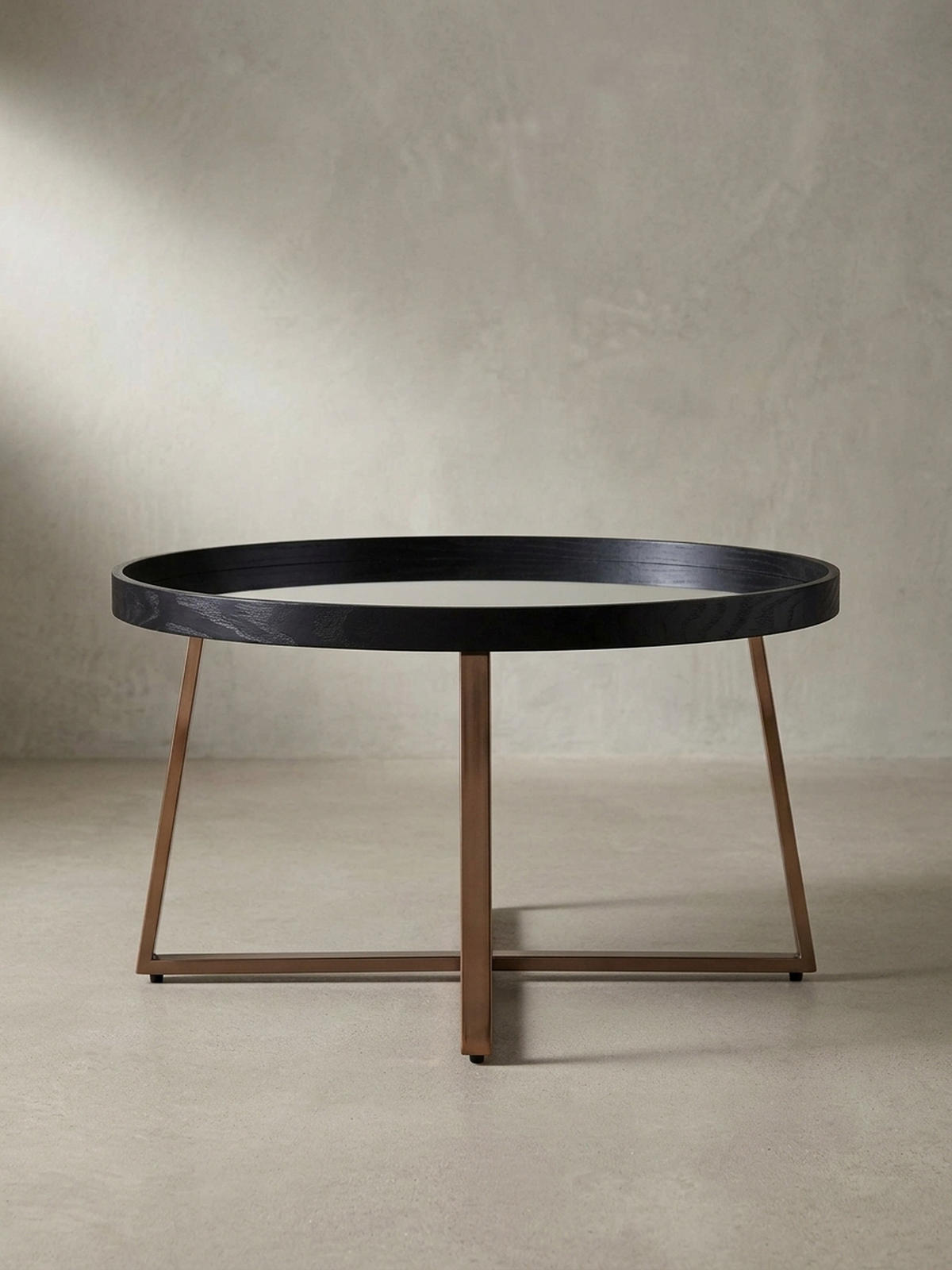 COUCHTISCH Rund in Gold, Material aus Metall und Glas, 78x42,5 cm - Goldfarben/Schwarz, Glas/Metall (78/78/42cm) - KADIMA DESIGN