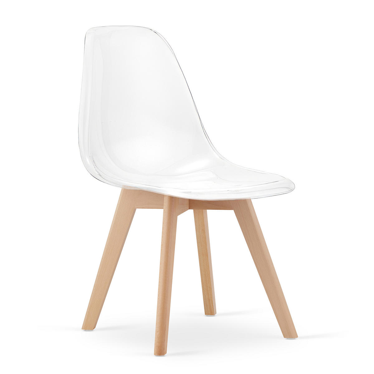 ESSZIMMERSTUHL 2-er Set KITO transparenter Sitz, natürliche Beine - Transparent/Naturfarben, Kunststoff (46/80/54.5cm) - Valora