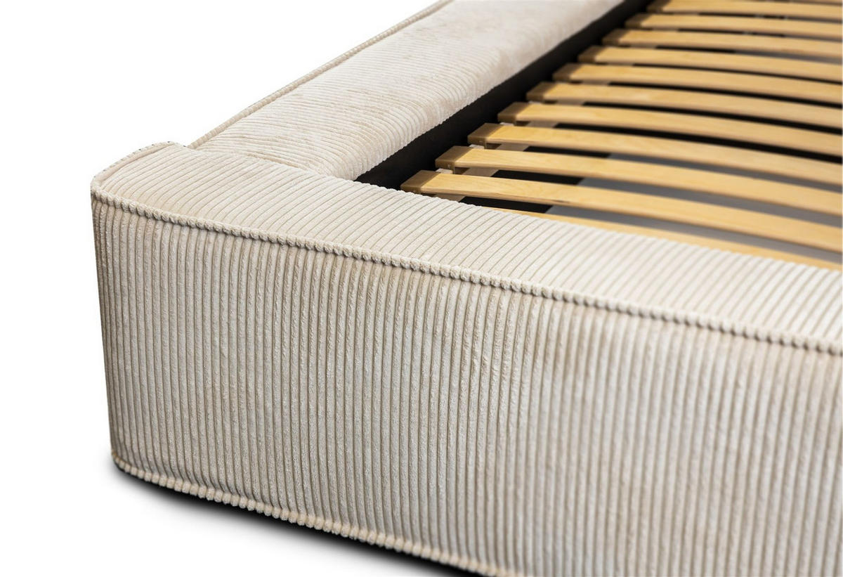 POLSTERBETT Modesto Stoff Lincoln - Beige, Holzwerkstoff/Textil (160/200cm) - Fun Möbel